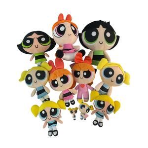 Powerpuff Girls Plush Toys Preowned Stuffed Animal LOT Bubbles Buttercup Blossom